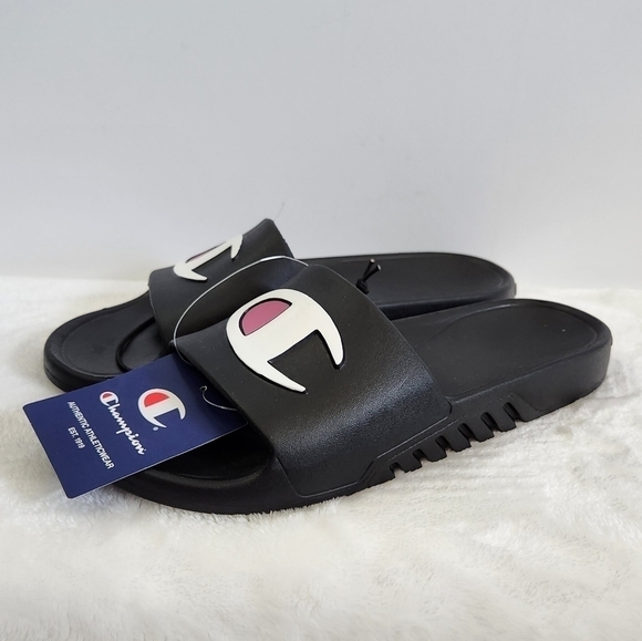 CHAMPION Authentic Athletic Wear Takeover Women's Black Slide Sandals Size 8 - Picture 1 of 15